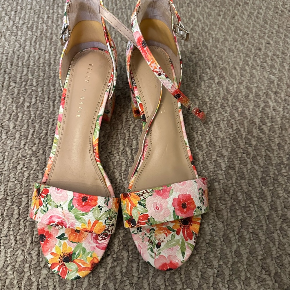 Kelly & Katie Floral Heels - Pink and Orange